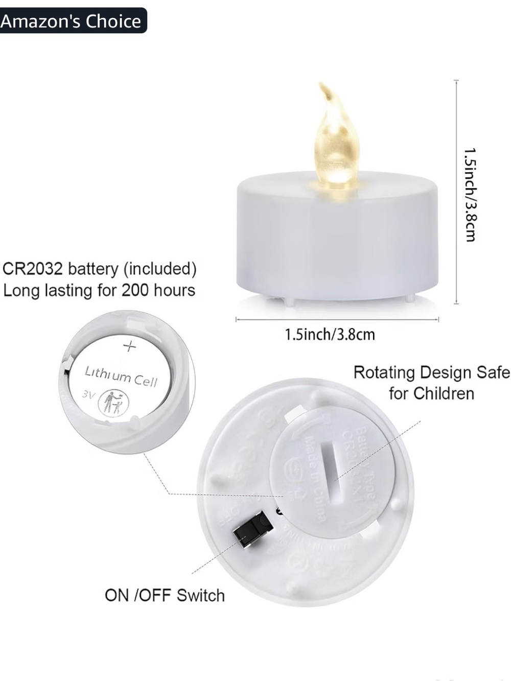 Amazon LED Tealight Candle - White with Warm Flickering Yellow Flame